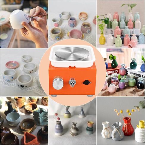 Mini Pottery Wheel Machine for Adults & Beginners, 2 Turntables (3.94" & 2.56") | 0-2000 RPM Adjustable Speed Pottery Machine Removable Splash Tray Ceramic Making Kit Includes 8 Sculpting Tools in Saudi Arabia