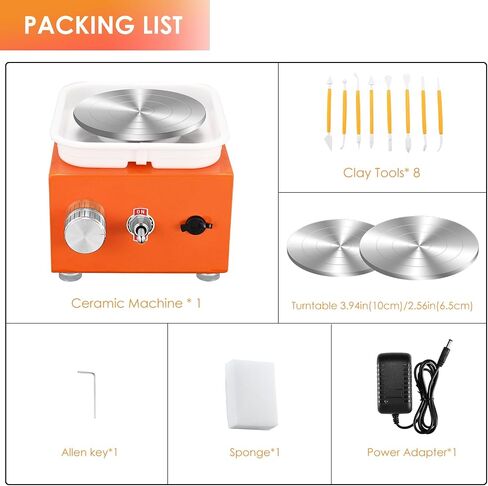 Mini Pottery Wheel Machine for Adults & Beginners, 2 Turntables (3.94" & 2.56") | 0-2000 RPM Adjustable Speed Pottery Machine Removable Splash Tray Ceramic Making Kit Includes 8 Sculpting Tools in Saudi Arabia