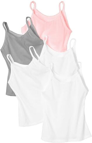 قمصان Hanes Girls Cami، قمصان داخلية للفتيات من Ultimate EcoSmart، باللون الأبيض، 4 قطع in Kuwait