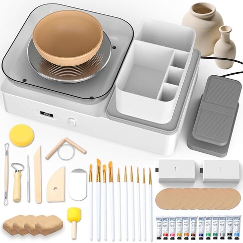 Skirfy Pottery Wheel for Adults Kids,Complete Pottery Set for Beginners with 6.3" Turntable with Two-Way Rotation,Craft Kits Toys Birthday Gifts for Boys Girls(Red) in Saudi Arabia