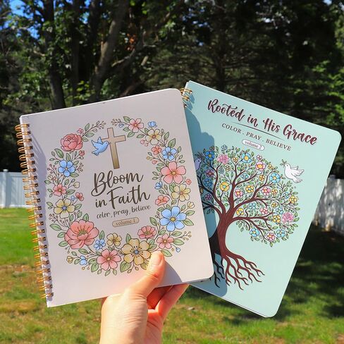 2PCS Christian Coloring Books by Puraesla - Bible Verse Scripture Inspirational Spiral Bound Coloring Pages for Women, Adults, Kids & Teens | Faith-Based Relaxation & Devotional Art Gift in Saudi Arabia