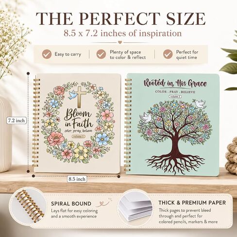 2PCS Christian Coloring Books by Puraesla - Bible Verse Scripture Inspirational Spiral Bound Coloring Pages for Women, Adults, Kids & Teens | Faith-Based Relaxation & Devotional Art Gift in Saudi Arabia