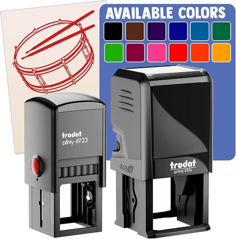 Snare Drum Percussion Musical Instrument Self-Inking Rubber Stamp Ink Stamper - 1 Inch Small - Black Ink in Kuwait