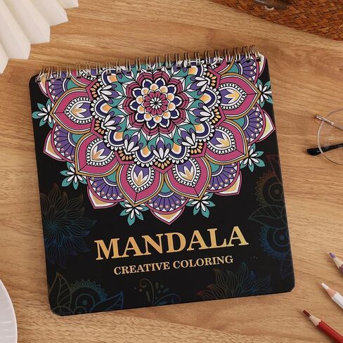Mandala Coloring Book for Adults Relaxation and Teens Stress Relief, Spiral Coloring Book for Women, Hard Cover Spiral Bound Mindfulness Stress-Free Patterns for Adult to Relax Relieve Anxiety Gifts in Saudi Arabia