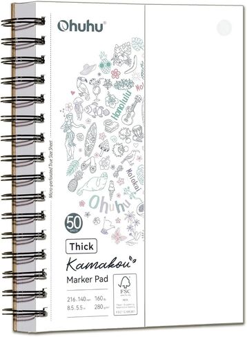 Ohuhu 7"x10" Double-Sided Bleedproof Marker Pad Art Sketchbook 50 Sheets in Saudi Arabia