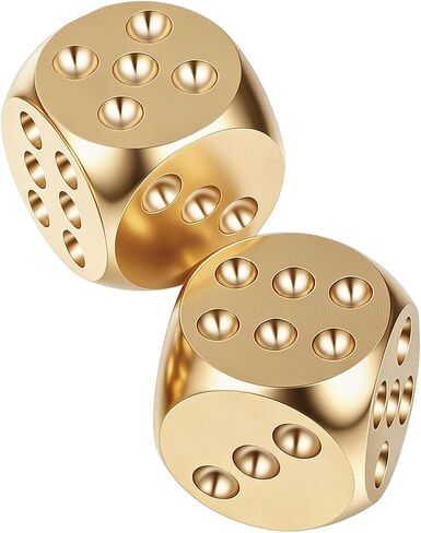 4 Pcs Solid Brass Dice Copper Gold Dice Set, Heavy Metal Dices Brass Game Toy for Playing Mahjong and Entertainment in Kuwait