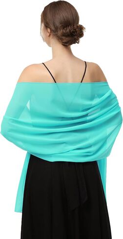 Baoqiya Women's Shawls and Wraps for Evening Dress Chiffon Shawl Soft Elegant Silky Pashmina Wedding Bridal Scarf in Kuwait