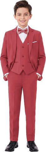MAGE MALE Boys Multiple Colour Formal Dress Suits 3 Piece Slim Fit Dresswear Suit Set with Kids Suspenders in Kuwait
