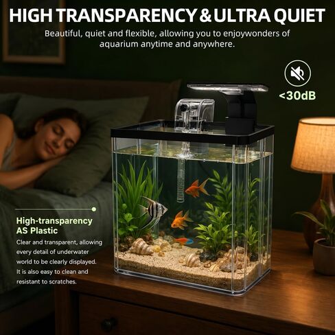 1.5 Gallon Aquarium Small Fish Tank Starter Kit with Filtration & LED Light & Fishing Net for Betta Shrimp Guppy Goldfish Aquatic Plants in Saudi Arabia