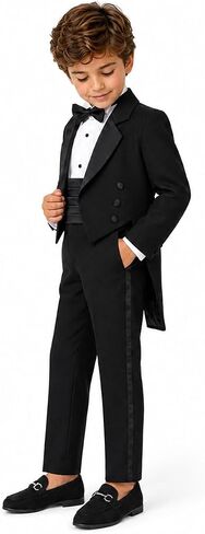 Gino Giovanni Boy's Black Formal Tuxedo Suit Set with Tail in Kuwait