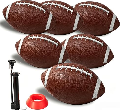 6 Pack 8.3" Inflatable Footballs with Pump and Kicking Tee,Rubber Junior Soft Small Toddler and Mini Footballs, Playground Balls for Kids in Kuwait