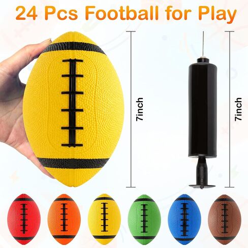 24 Pcs Mini Footballs, 7" Inflatable Football Toys for Kids, Multicolor in Kuwait