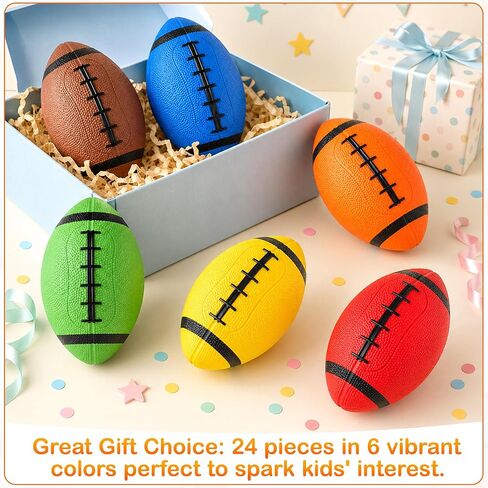 24 Pcs Mini Footballs, 7" Inflatable Football Toys for Kids, Multicolor in Kuwait