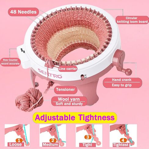 SENTRO Knitting Machine,48 Needles Knitting Machine with Row Counter,Automatic Knitting Loom Machine for Adults,Kids,Beginner,Circular Knitting Crochet Machine Kit for Hat,Scarf,Glove,Sweater,Blanket in Kuwait