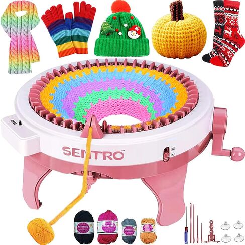 SENTRO Knitting Machine,48 Needles Knitting Machine with Row Counter,Automatic Knitting Loom Machine for Adults,Kids,Beginner,Circular Knitting Crochet Machine Kit for Hat,Scarf,Glove,Sweater,Blanket in Kuwait