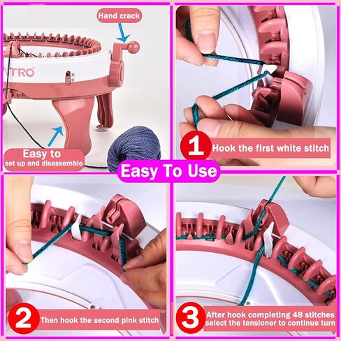 SENTRO Knitting Machine,48 Needles Knitting Machine with Row Counter,Automatic Knitting Loom Machine for Adults,Kids,Beginner,Circular Knitting Crochet Machine Kit for Hat,Scarf,Glove,Sweater,Blanket in Kuwait