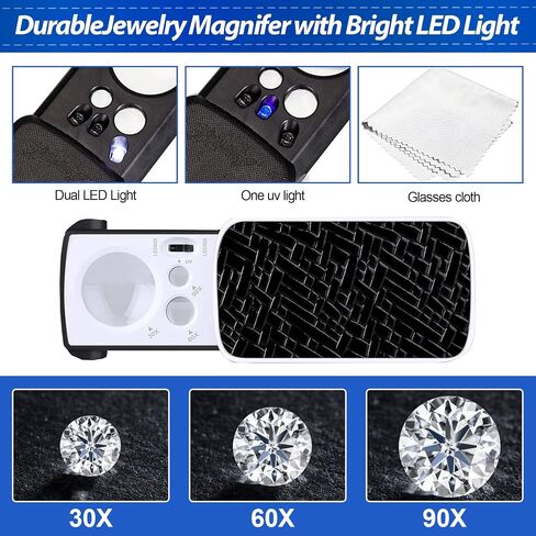 HMKIS Jewelers Loupe 2 Pack 30X 60X 90X + 10 Backup Batteries in Kuwait