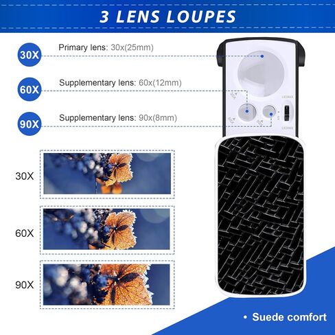 HMKIS Jewelers Loupe 2 Pack 30X 60X 90X + 10 Backup Batteries in Kuwait