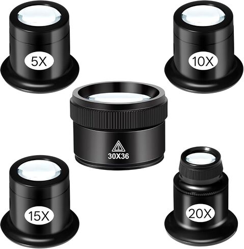 5 Pack Jewelers Loupe Magnifier Set, 5X 10X 15X 20X 30X in Kuwait