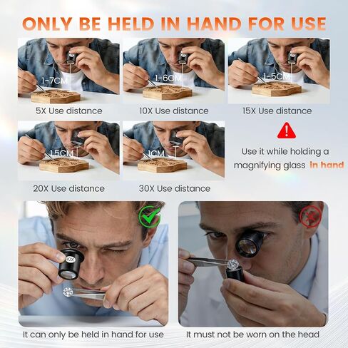 5 Pack Jewelers Loupe Magnifier Set, 5X 10X 15X 20X 30X in Kuwait