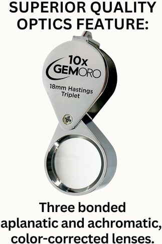 GemOro Jewelers Loupe 10x Magnifier | Hastings Triplet Lens (Chrome) in Saudi Arabia