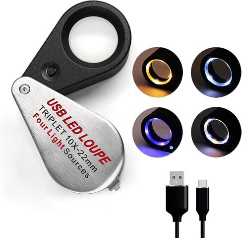 10X Jewelers Loupe Magnifier Rechargeable with Four Light Modes (UV & LED) in Saudi Arabia