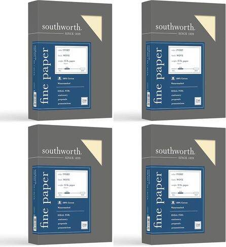 Southworth® 100% Cotton Business Paper, 8 1/2" x 11", 32 Lb, Ivory, Box of 250 in Kuwait