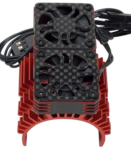 NHX RC 1/8 Twin Cyclone Alum HV Cooling Fans w/Cover 28000RPM Motor Heatsink Red in Saudi Arabia