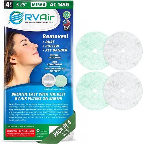 RV Air AC Filter - Replacement Parts for Camper Accessories, Travel Trailer Air Conditioners, MERV 6, Durable, Dust-Free and Cleaner Air, Easy to Install, 2 Filters 135G 16"x4"x0.75" in Saudi Arabia