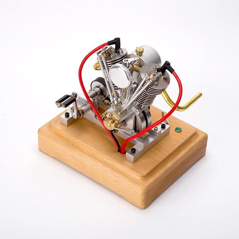 Mini Motorcycle Engine, MUSA Hoglet V-Twin Engine Mini 4-Stroke V2 Gasoline Engine Internal Combustion Model Realistic Motorcycle Kickstart (RTR Version/Silver) in Saudi Arabia
