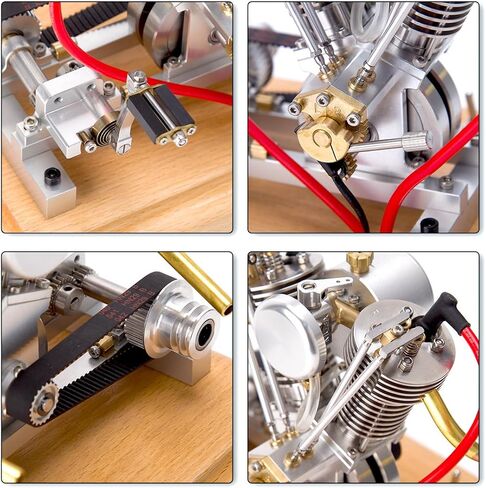 Mini Motorcycle Engine, MUSA Hoglet V-Twin Engine Mini 4-Stroke V2 Gasoline Engine Internal Combustion Model Realistic Motorcycle Kickstart (RTR Version/Silver) in Saudi Arabia
