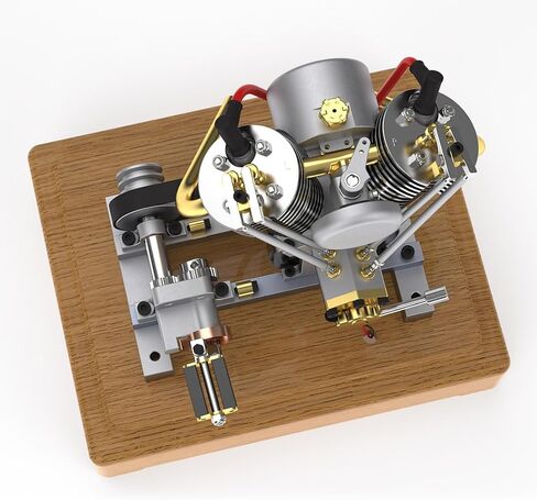 Mini Motorcycle Engine, MUSA Hoglet V-Twin Engine Mini 4-Stroke V2 Gasoline Engine Internal Combustion Model Realistic Motorcycle Kickstart (RTR Version/Silver) in Saudi Arabia
