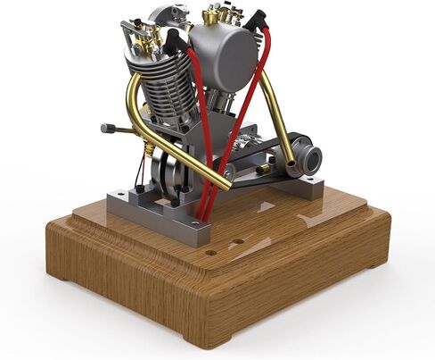 Mini Motorcycle Engine, MUSA Hoglet V-Twin Engine Mini 4-Stroke V2 Gasoline Engine Internal Combustion Model Realistic Motorcycle Kickstart (RTR Version/Silver) in Saudi Arabia