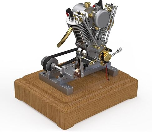 Mini Motorcycle Engine, MUSA Hoglet V-Twin Engine Mini 4-Stroke V2 Gasoline Engine Internal Combustion Model Realistic Motorcycle Kickstart (RTR Version/Silver) in Saudi Arabia