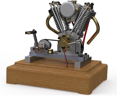 Mini Motorcycle Engine, MUSA Hoglet V-Twin Engine Mini 4-Stroke V2 Gasoline Engine Internal Combustion Model Realistic Motorcycle Kickstart (RTR Version/Silver) in Saudi Arabia