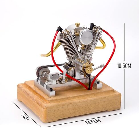Mini Motorcycle Engine, MUSA Hoglet V-Twin Engine Mini 4-Stroke V2 Gasoline Engine Internal Combustion Model Realistic Motorcycle Kickstart (RTR Version/Silver) in Saudi Arabia