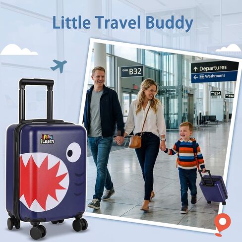 iPlay, iLearn Dinosaur Kids Luggage, Boys Carry on Suitcase, Hard Shell Travel Luggage Set W/Backpack, Trolley Luggage W/ 4 Spinner Wheel for Children Toddlers in Saudi Arabia