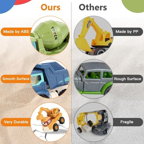 Olbyefly Construction Toys for 2 3 4 5 Years Old Boys Girls Kids Toddlers, Sandbox Excavator Toy Construction Truck Toys Vehicles Dump Crane Cement Mixer Truck, Christmas Birthday Gifts in Kuwait