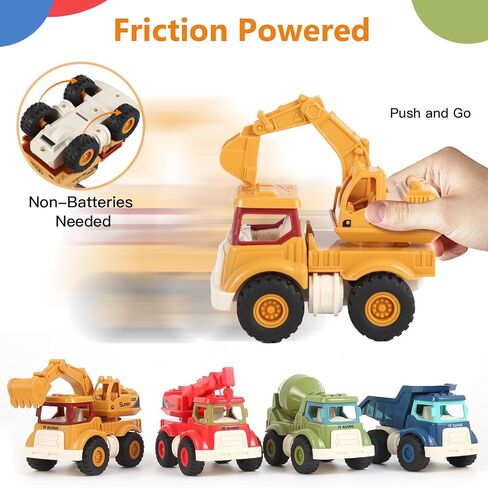 Olbyefly Construction Toys for 2 3 4 5 Years Old Boys Girls Kids Toddlers, Sandbox Excavator Toy Construction Truck Toys Vehicles Dump Crane Cement Mixer Truck, Christmas Birthday Gifts in Kuwait