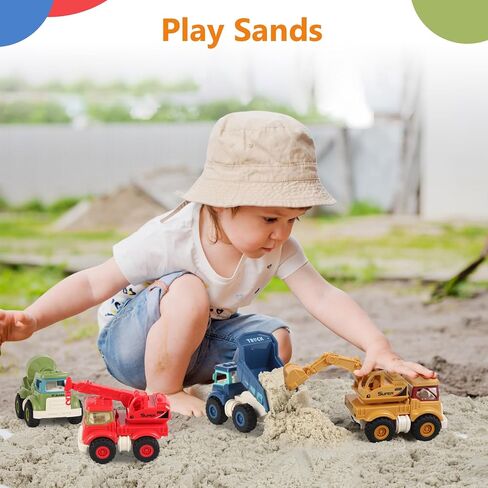 Olbyefly Construction Toys for 2 3 4 5 Years Old Boys Girls Kids Toddlers, Sandbox Excavator Toy Construction Truck Toys Vehicles Dump Crane Cement Mixer Truck, Christmas Birthday Gifts in Kuwait