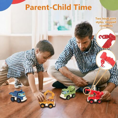 Olbyefly Construction Toys for 2 3 4 5 Years Old Boys Girls Kids Toddlers, Sandbox Excavator Toy Construction Truck Toys Vehicles Dump Crane Cement Mixer Truck, Christmas Birthday Gifts in Kuwait