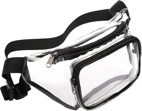 تمت الموافقة على ملعب Clear Fanny Pack - حقائب Veckle للنساء والرجال مقاومة للماء وحقيبة خصر لطيفة وحزام شفاف قابل للتعديل للرياضات والسفر والشاطئ والأحداث وحقيبة الحفلات الموسيقية، أسود in Kuwait