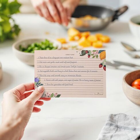 Recipe Cards 4x6 Double-Sided, 24-Pack Blank Recipe Cards, Sun-Kissed Garden Lemon and Strawberry Design, 4 x 6 Inches in Saudi Arabia