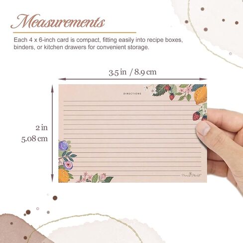 Recipe Cards 4x6 Double-Sided, 24-Pack Blank Recipe Cards, Sun-Kissed Garden Lemon and Strawberry Design, 4 x 6 Inches in Saudi Arabia