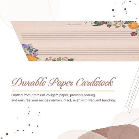 Recipe Cards 4x6 Double-Sided, 24-Pack Blank Recipe Cards, Sun-Kissed Garden Lemon and Strawberry Design, 4 x 6 Inches in Saudi Arabia