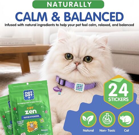 NATPAT Cat Calming Kit, Locket, Collar Holder and 24 Zen Patches in Kuwait