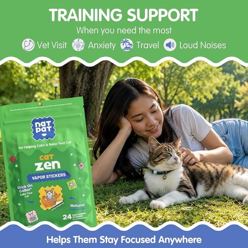 NATPAT Cat Calming Kit, Locket, Collar Holder and 24 Zen Patches in Kuwait