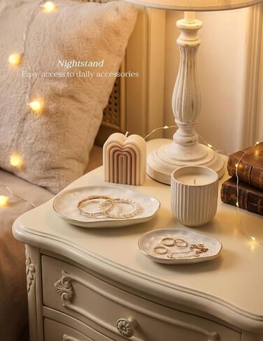 AISBUGUR Jewelry Dish Tray Set of 2 Large Capacity Trinket for More Jewelry, Ring with Beautiful Package and Greeting Card Perfect for Birthday Gifts for Women in Kuwait