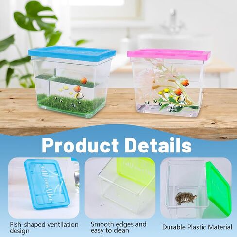 25 Pack Plastic Fish Bowl with Lids, 12 Oz Small Terrariums Carrier Cage in Saudi Arabia