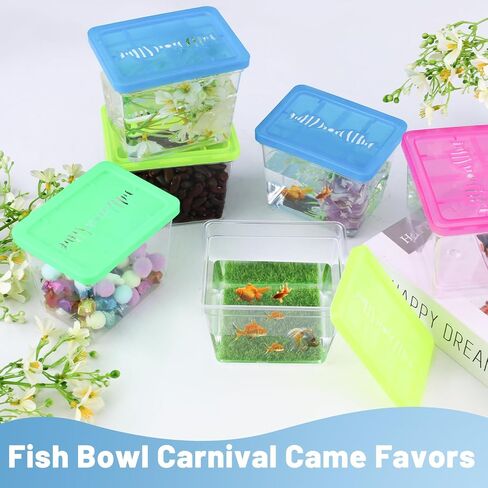 25 Pack Plastic Fish Bowl with Lids, 12 Oz Small Terrariums Carrier Cage in Saudi Arabia
